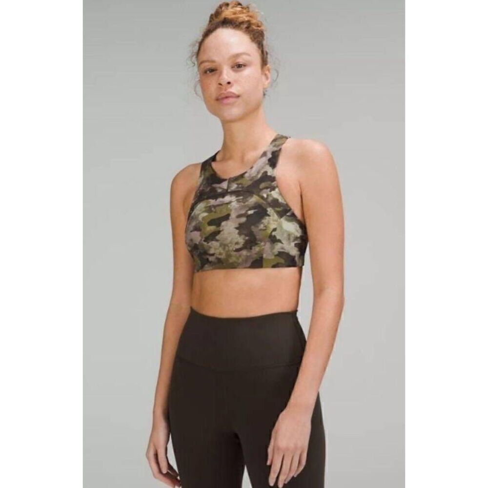 Lululemon Sz 2 Tough Train High Neck Sports Bra Camo Workout